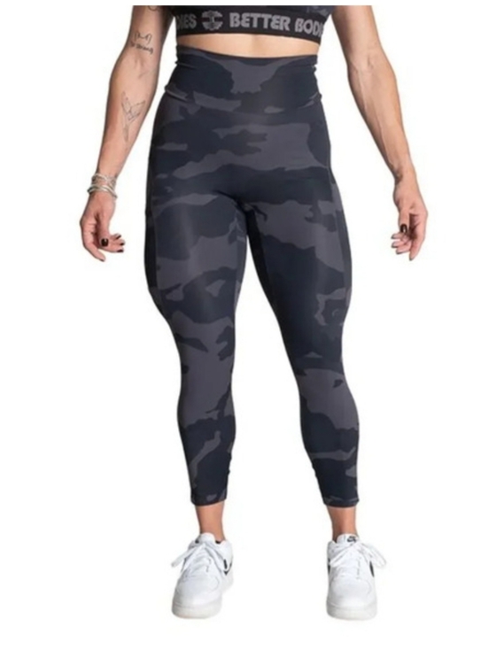 BETTER BODIES Pants - BETTER BODIES Dark Gray Camo High-Waisted Leggings